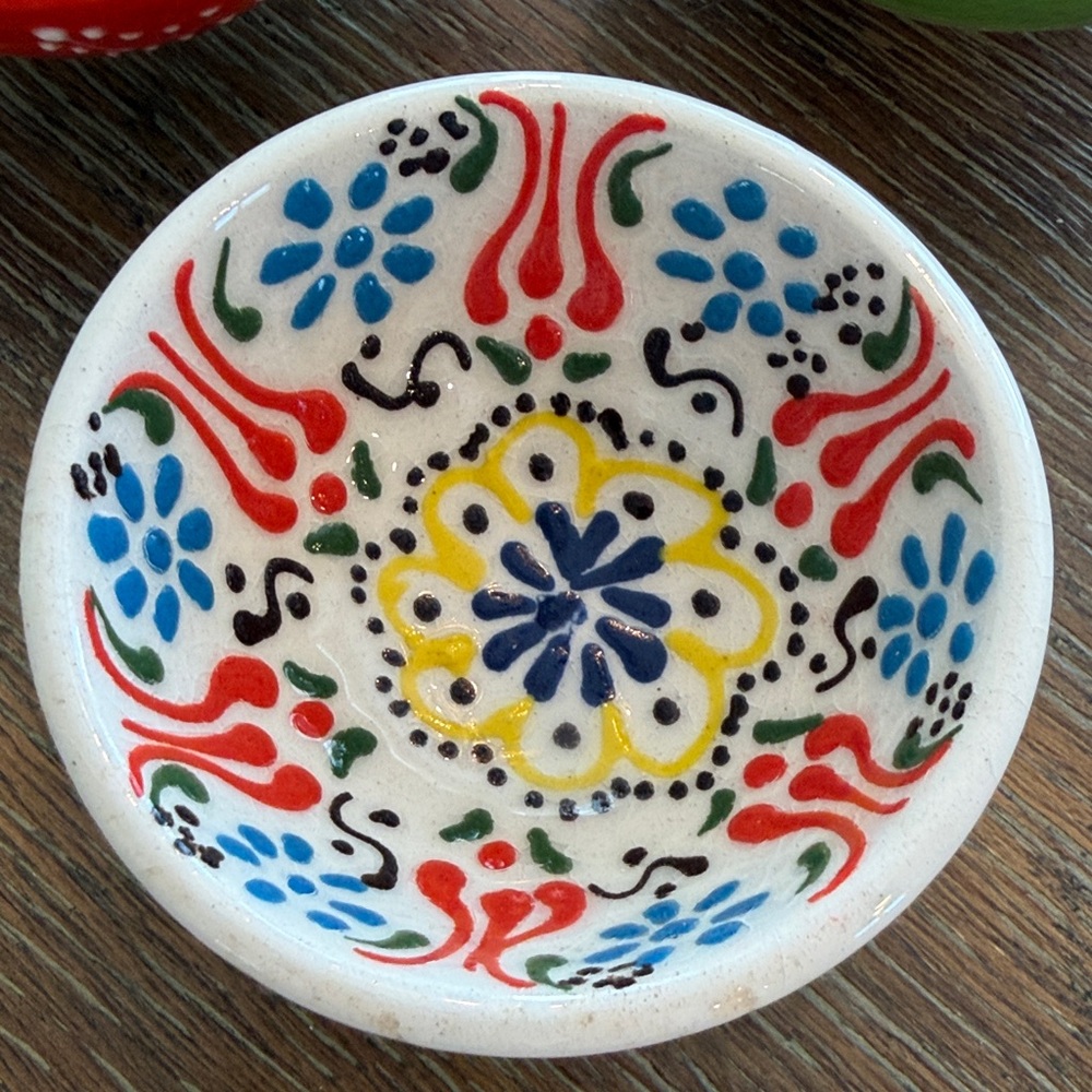 Colorful Hand-Painted Ceramic Dipping Bowls Set - Picture 2 of 4